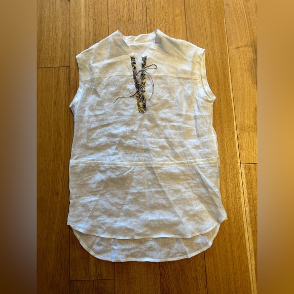White Linen Tunic Top - Size S/M - Picture 1 of 2